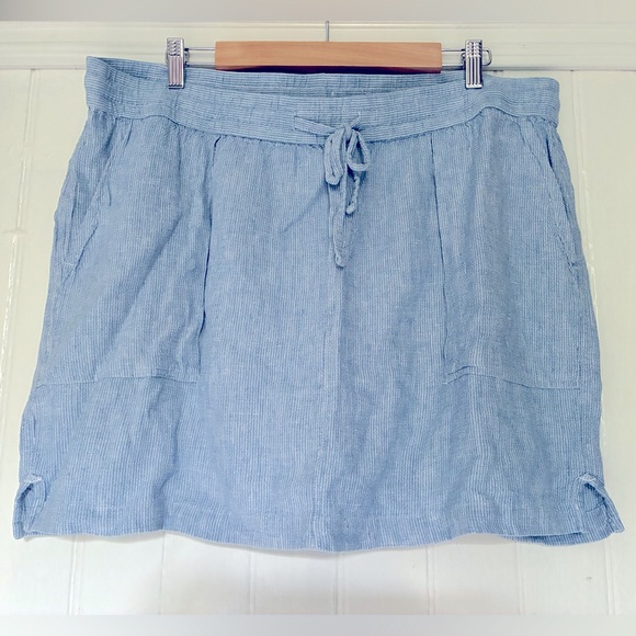 Old Navy Dresses & Skirts - Old Navy Chambray Blue/White Striped Skirt, Drawstring Waist, Notched Hem, sx XL